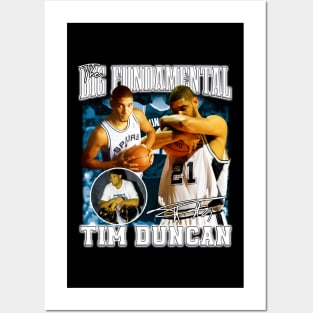 Tim Duncan The Big Fundamental Basketball Signature Vintage Retro 80s 90s Bootleg Rap Style Posters and Art